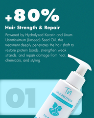 Silk Protein Treatment – Premium Hair Repair Silk Protein Infusion | Ultimate Hair Transformation-Restore+Revitalize+Repair | Softness+Shine+Split-Ends | Intense Bonding for Stronger, More Damage-Resistant Hair | Lightweight Texture.